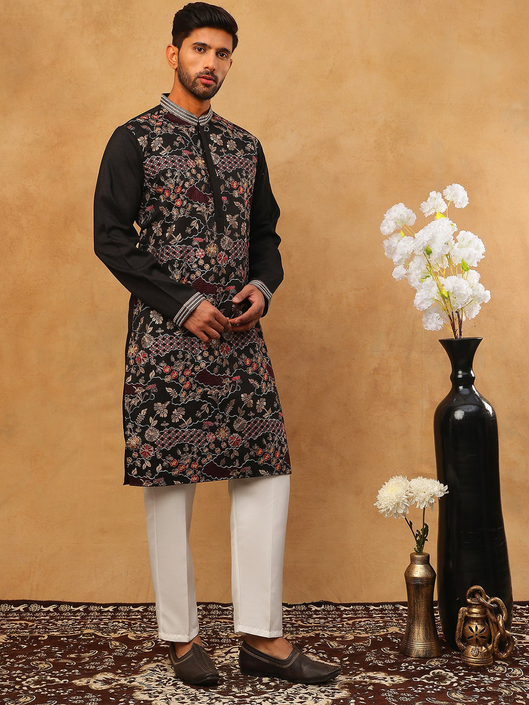 Premium Silk Blend Embroidered Kurta Pyjama