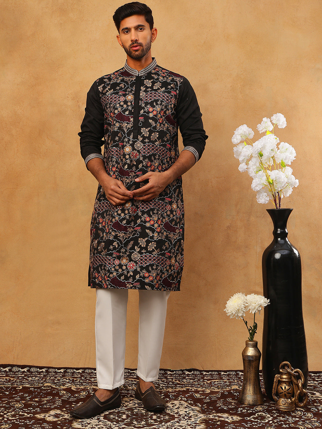 Premium Silk Blend Embroidered Kurta Pyjama