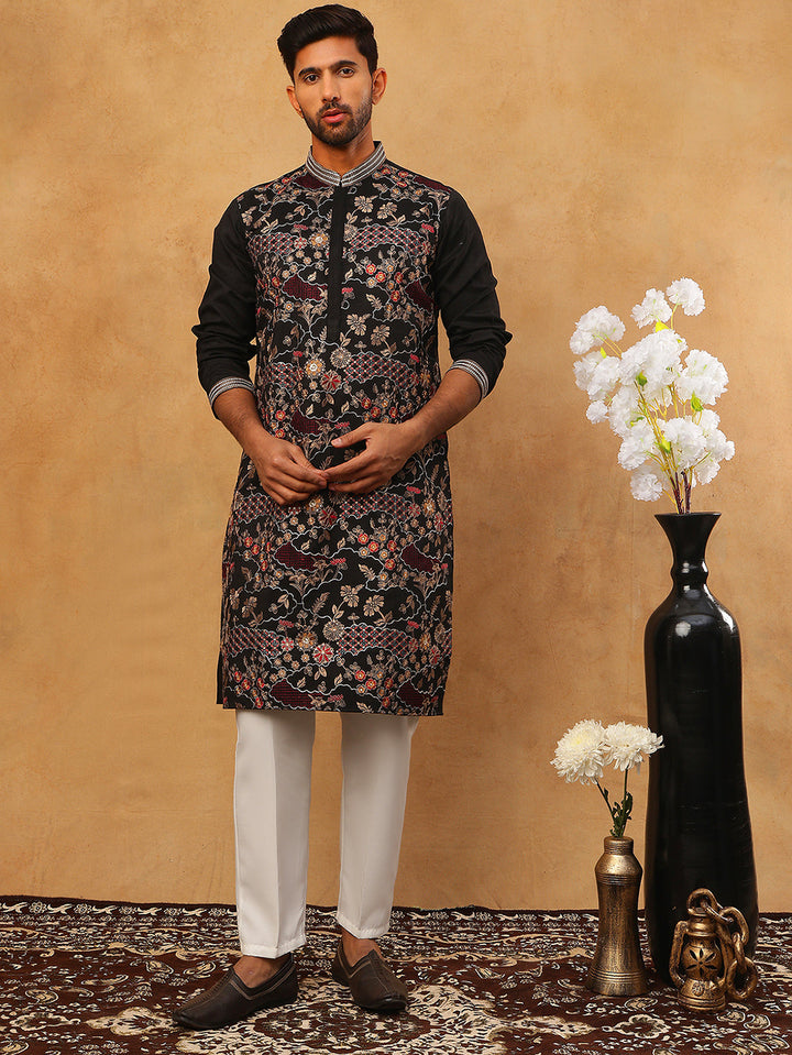 Premium Silk Blend Embroidered Kurta Pyjama