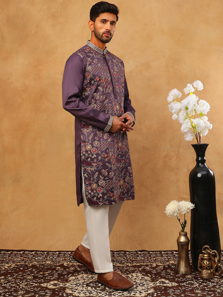 Premium Silk Blend Embroidered Kurta Pyjama
