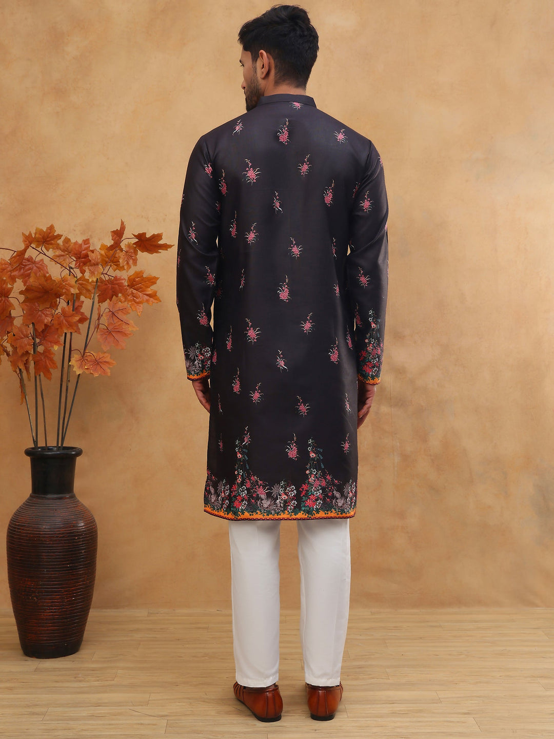 Cotton Blend Printed Straight Kurta Pyjama