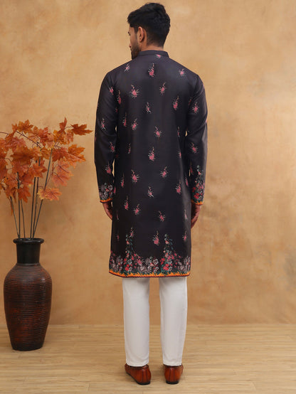 Cotton Blend Printed Straight Kurta Pyjama