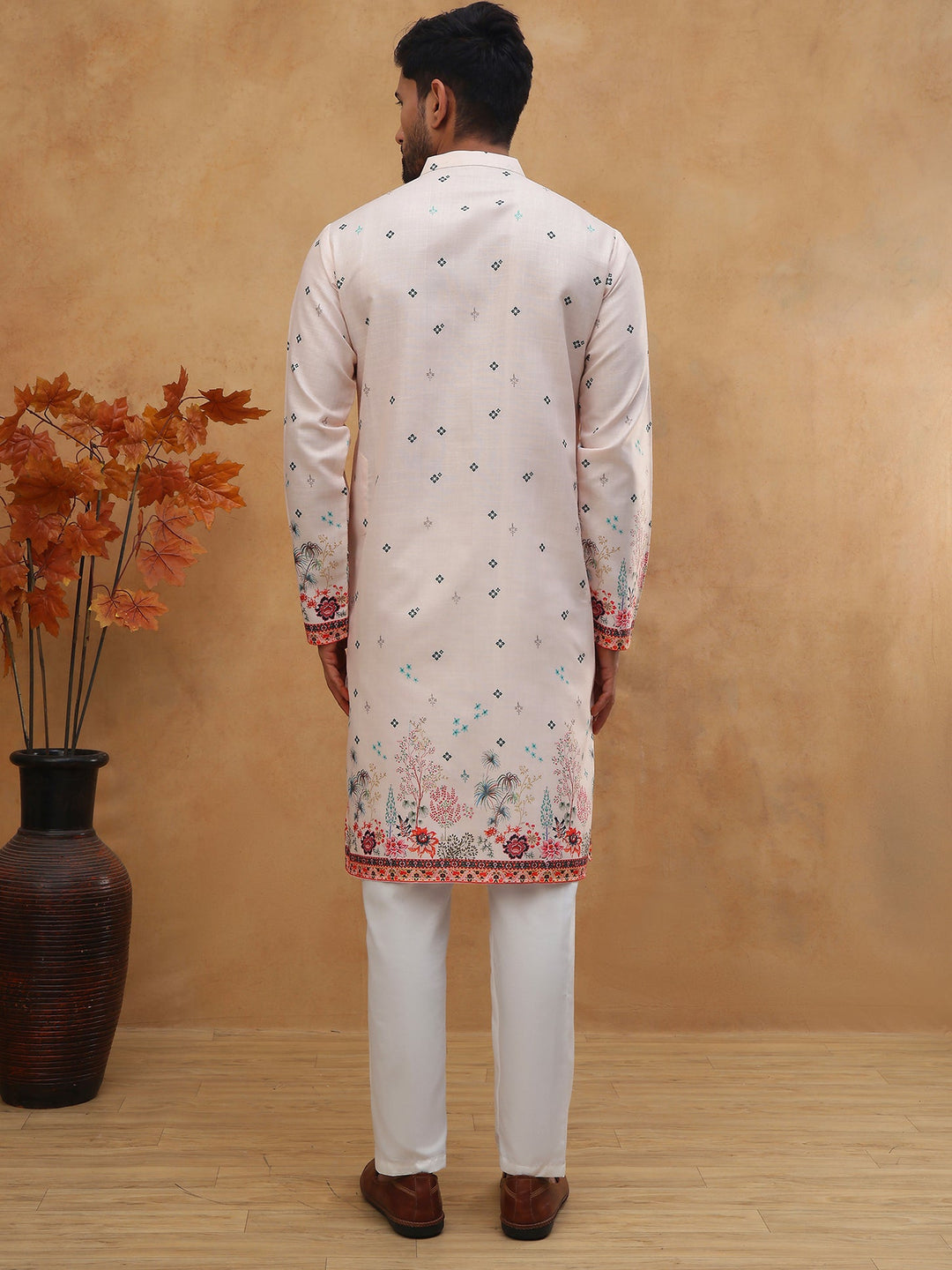 Cotton Blend Printed Straight Kurta Pyjama