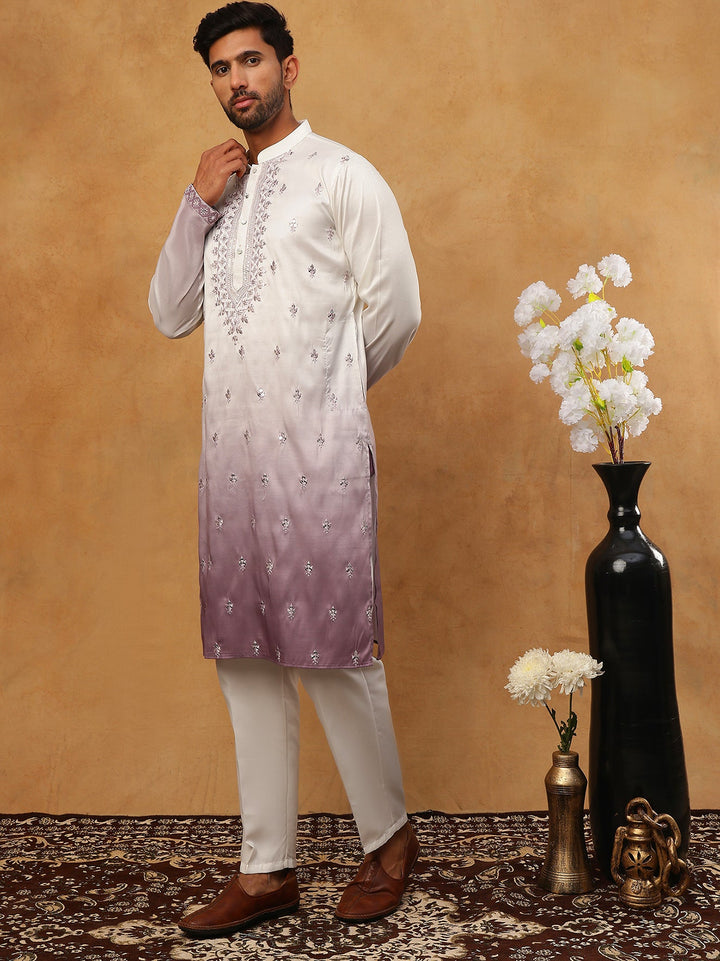 Festive Wear Silk Blend Embroidered Kurta Pyjama