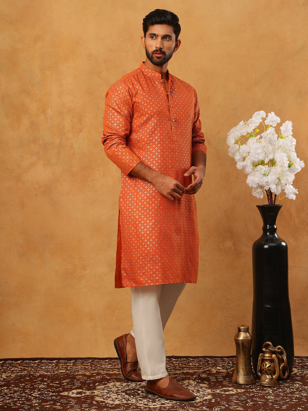 Festive Cotton Blend Printed Kurta Pyjama Set