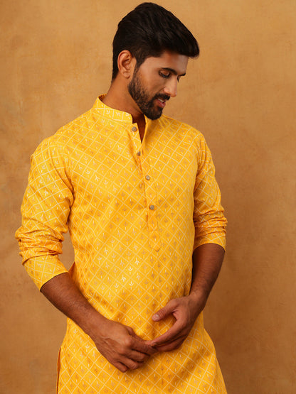 Festive Cotton Blend Printed Kurta Pyjama Set