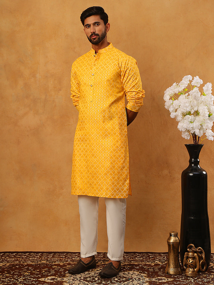 Festive Cotton Blend Printed Kurta Pyjama Set