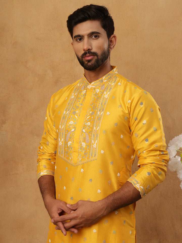 Men’S Festive Rubber Print Kurta Pyjama