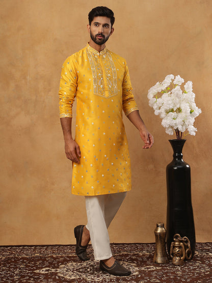 Men’S Festive Rubber Print Kurta Pyjama