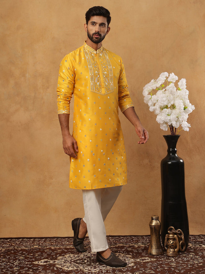 Men’S Festive Rubber Print Kurta Pyjama