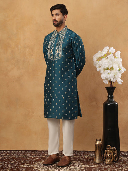 Men’S Festive Rubber Print Kurta Pyjama