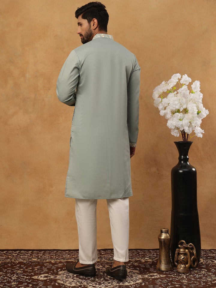 Classic Silk Blend Embroidered Kurta Pyjama Set