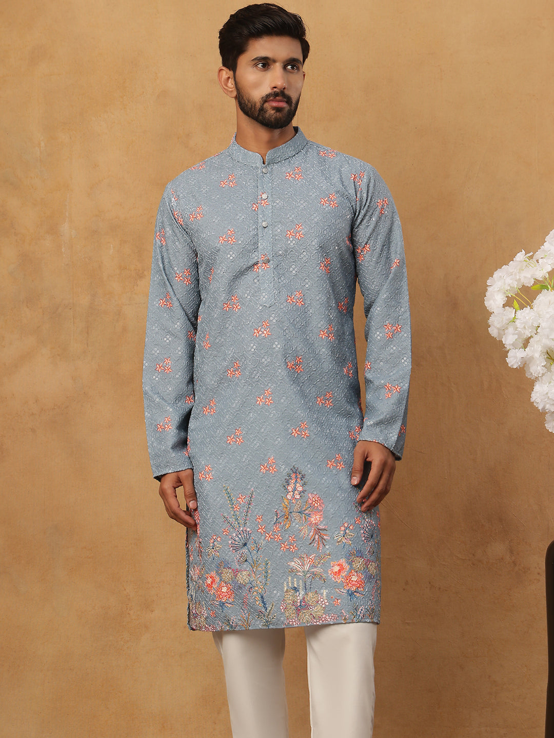 Festive Cotton Blend Printed Kurta Pyjama Set