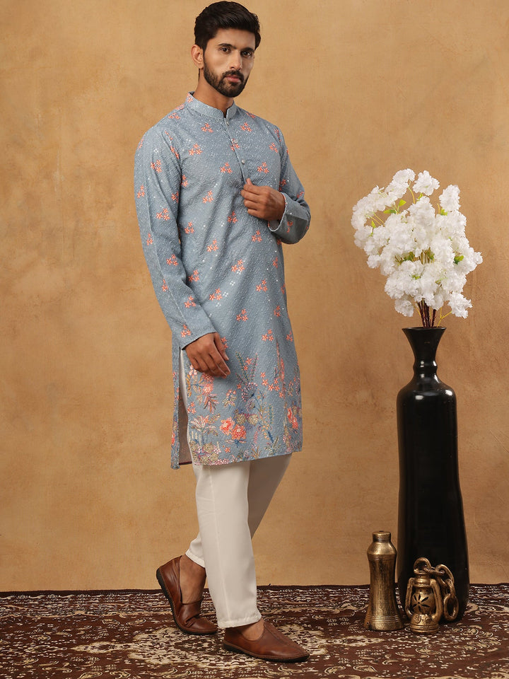 Festive Cotton Blend Printed Kurta Pyjama Set