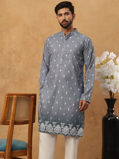 Festive Cotton Blend Printed Kurta Pyjama Set