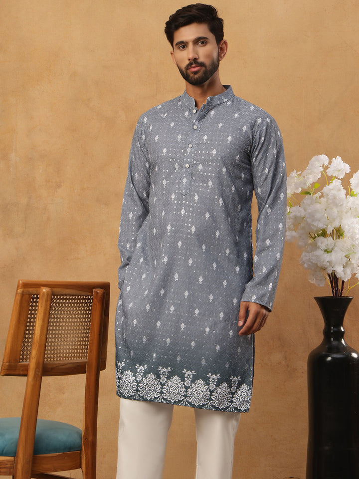 Festive Cotton Blend Printed Kurta Pyjama Set