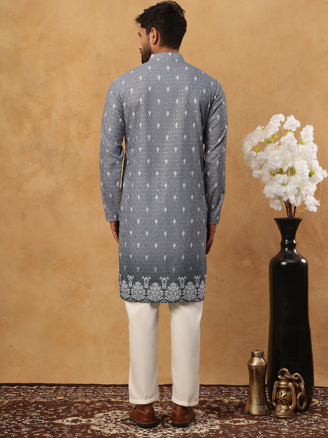 Festive Cotton Blend Printed Kurta Pyjama Set