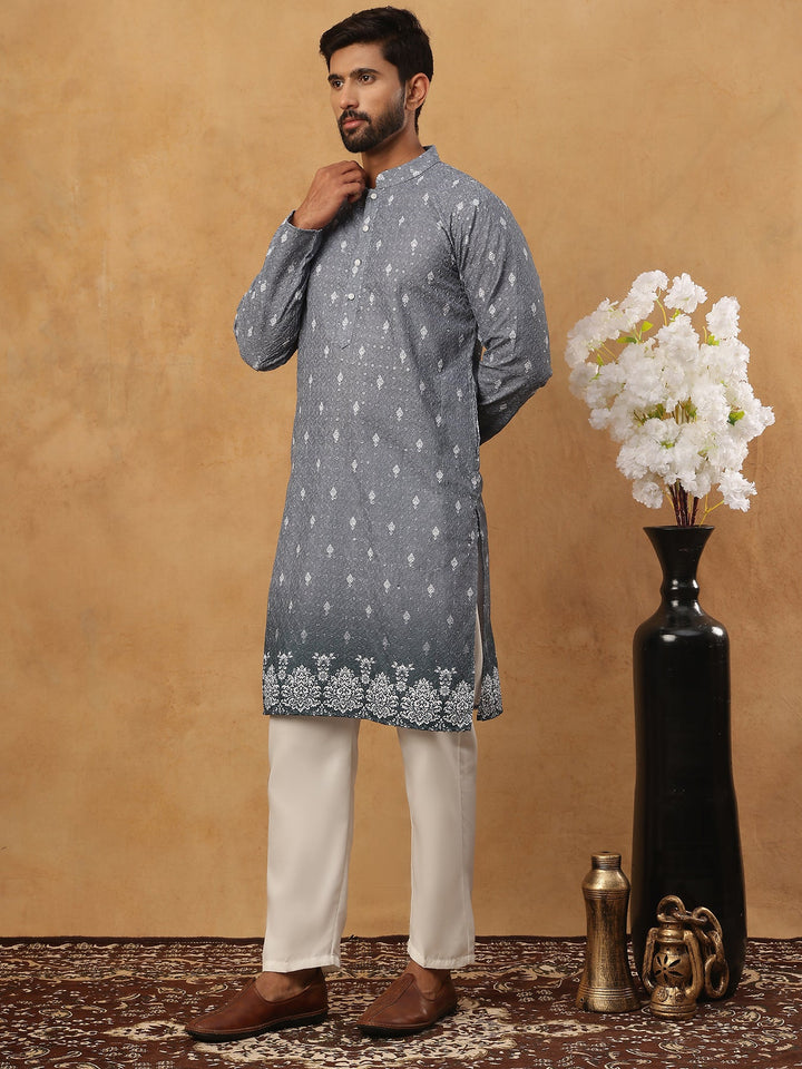 Festive Cotton Blend Printed Kurta Pyjama Set