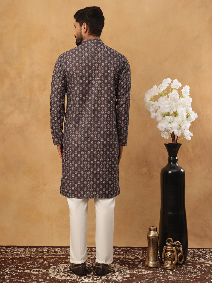 Festive Cotton Blend Printed Kurta Pyjama Set