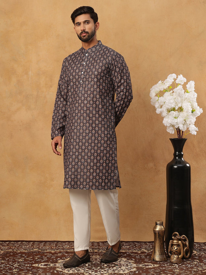 Festive Cotton Blend Printed Kurta Pyjama Set