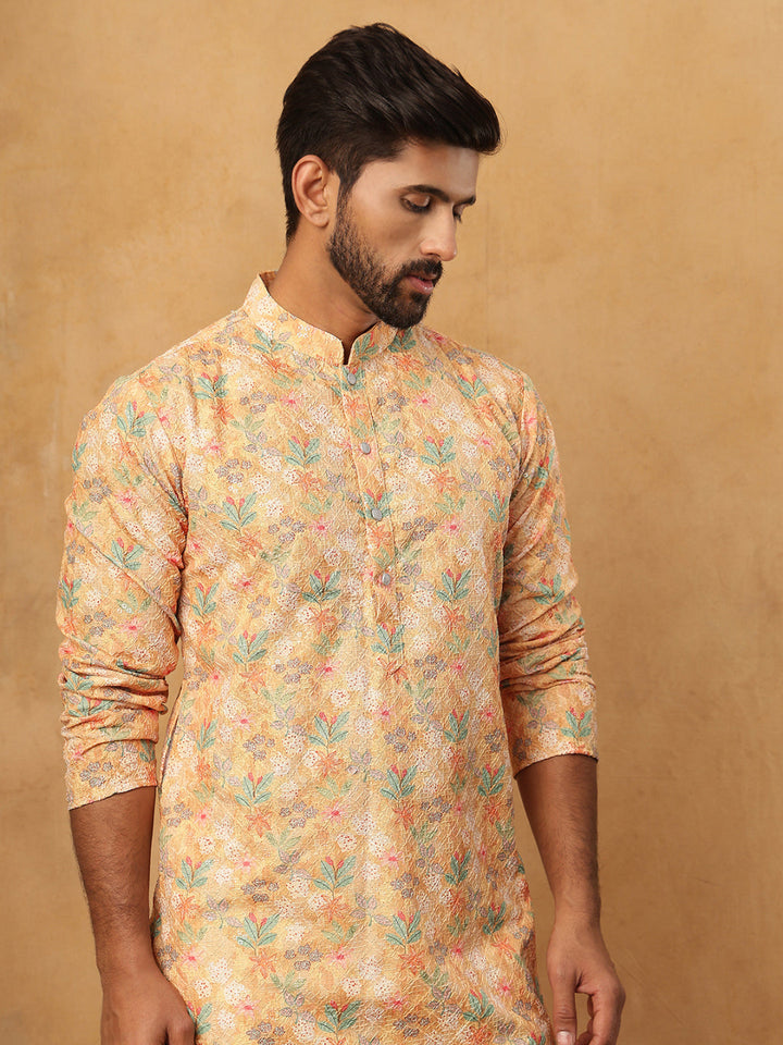 Festive Cotton Blend Printed Kurta Pyjama Set