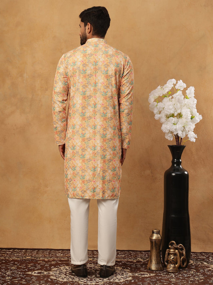 Festive Cotton Blend Printed Kurta Pyjama Set