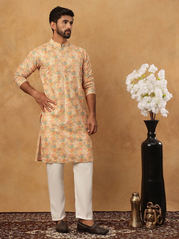 Festive Cotton Blend Printed Kurta Pyjama Set
