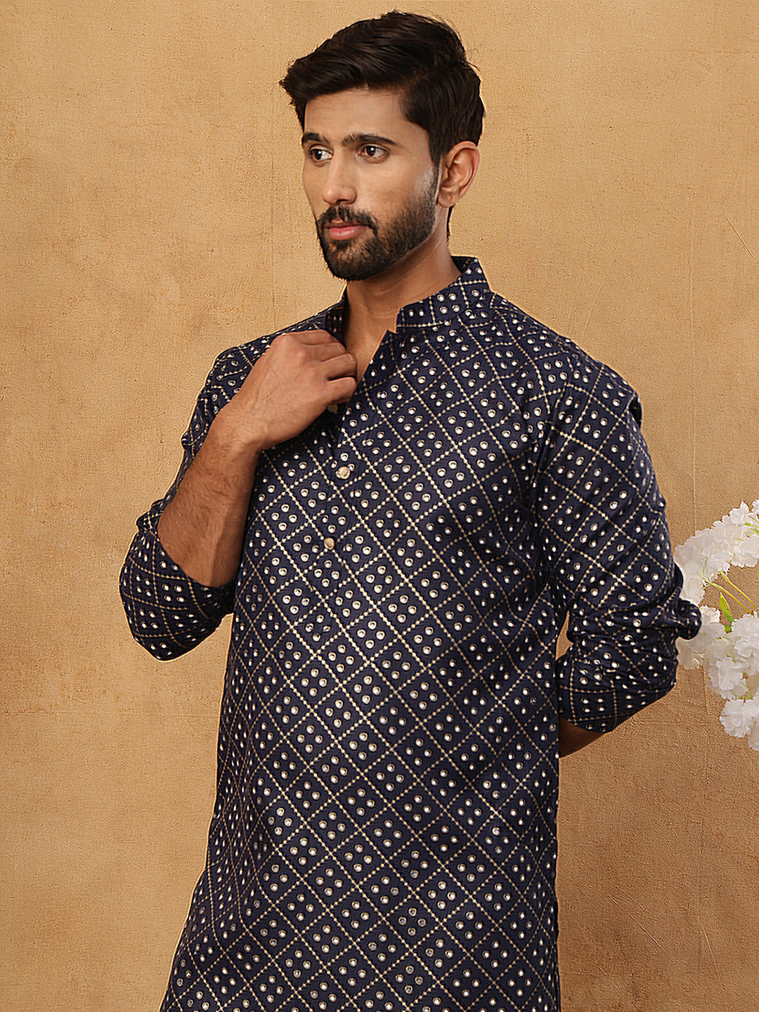 Festive Cotton Blend Printed Kurta Pyjama Set