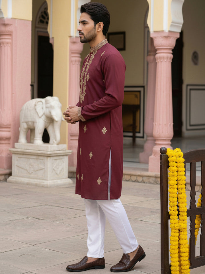 Men Japanese Fabric Embroidered Kurta Set