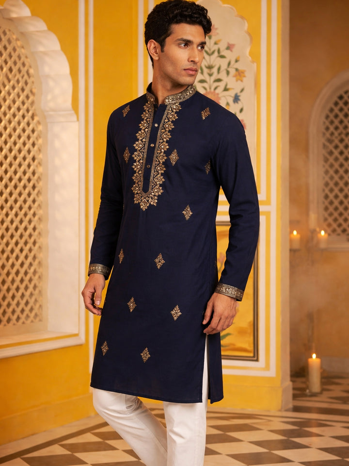 Men Japanese Fabric Embroidered Kurta Set