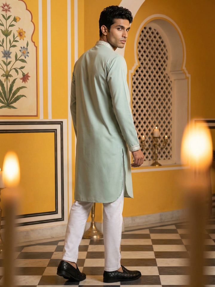 Men Japanese Fabric Embroidered Kurta Set