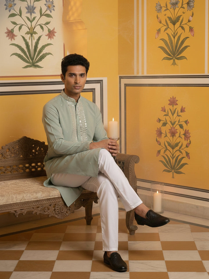 Men Japanese Fabric Embroidered Kurta Set