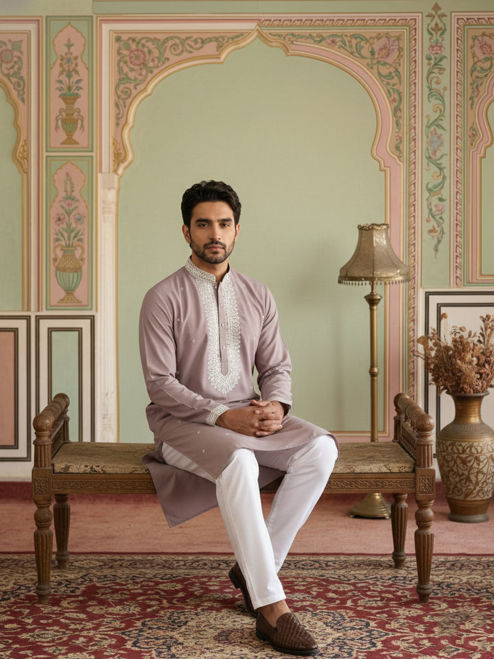 Men Japanese Fabric Embroidered Kurta Set