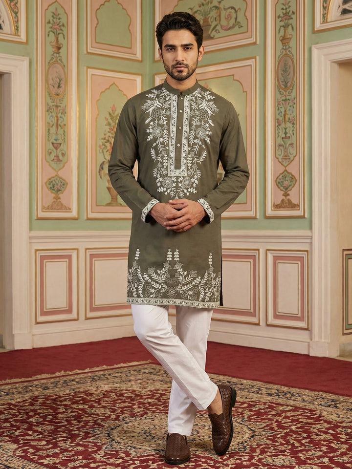 Men Japanese Fabric Embroidered Kurta Set