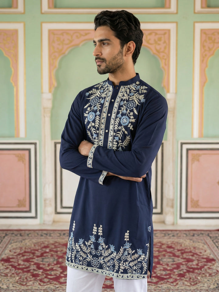 Men Japanese Fabric Embroidered Kurta Set
