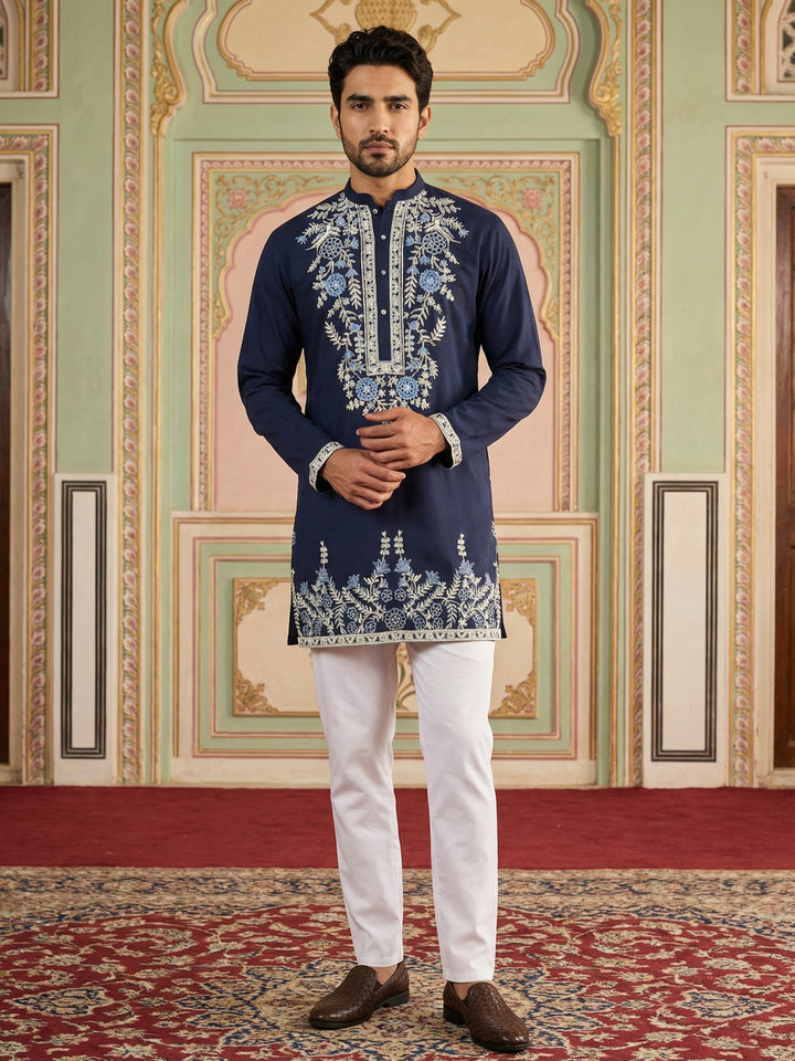 Men Japanese Fabric Embroidered Kurta Set