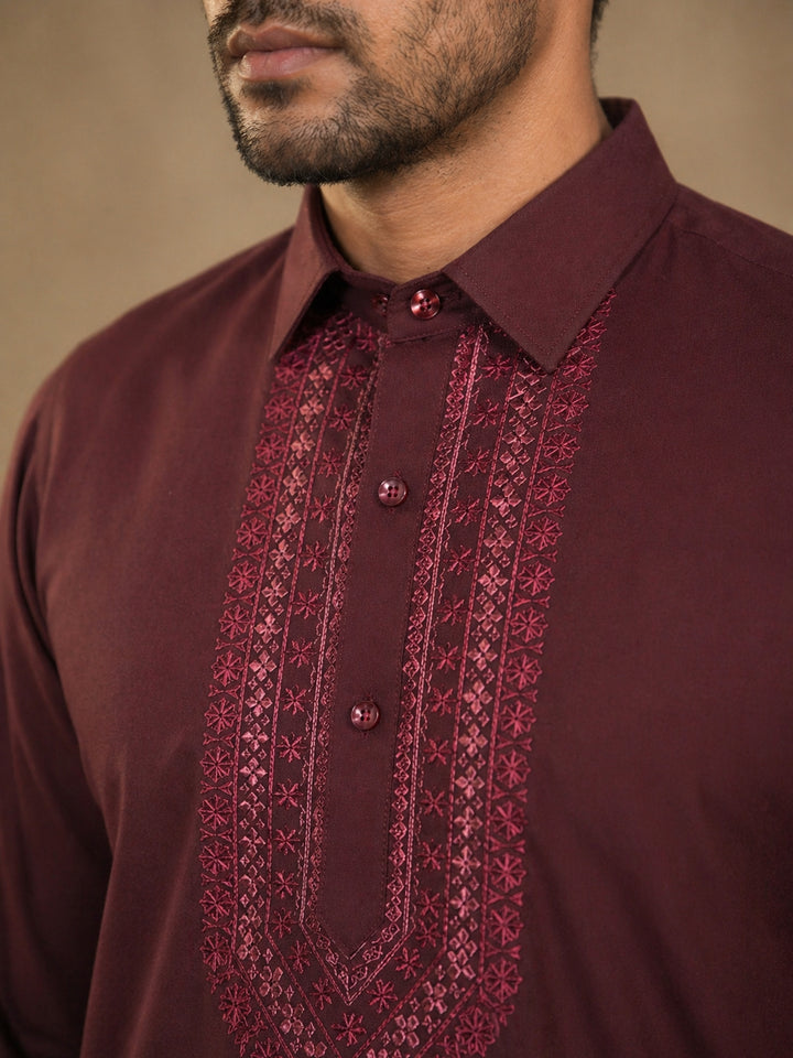 Premium Japanese Embroidery Pathani Kurta Set