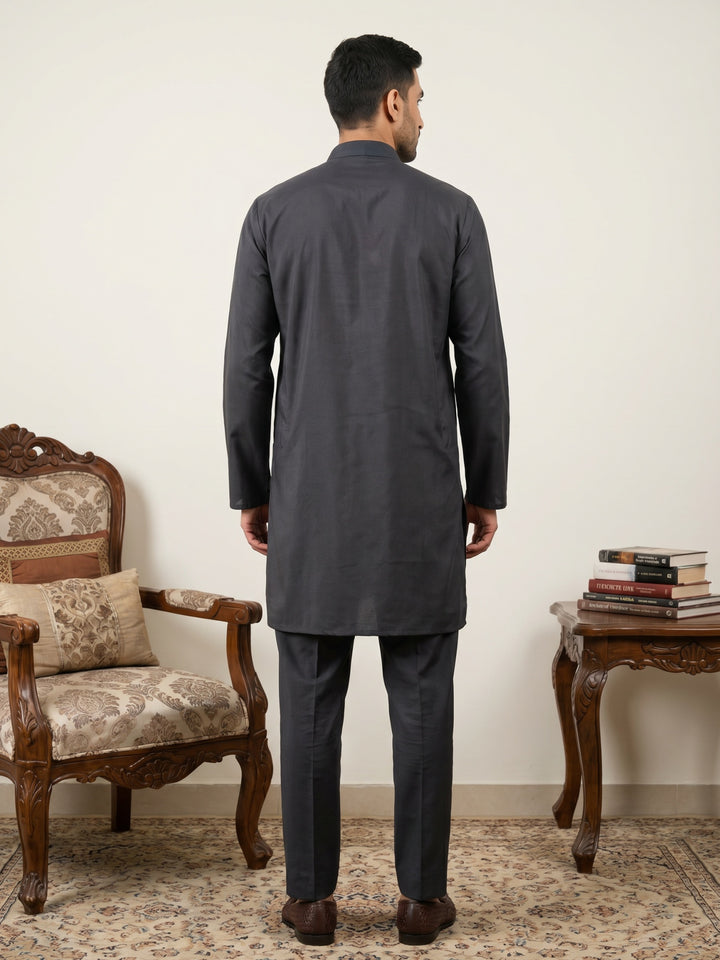 Classic Silk Blend Kurta Pyjama Set For Men