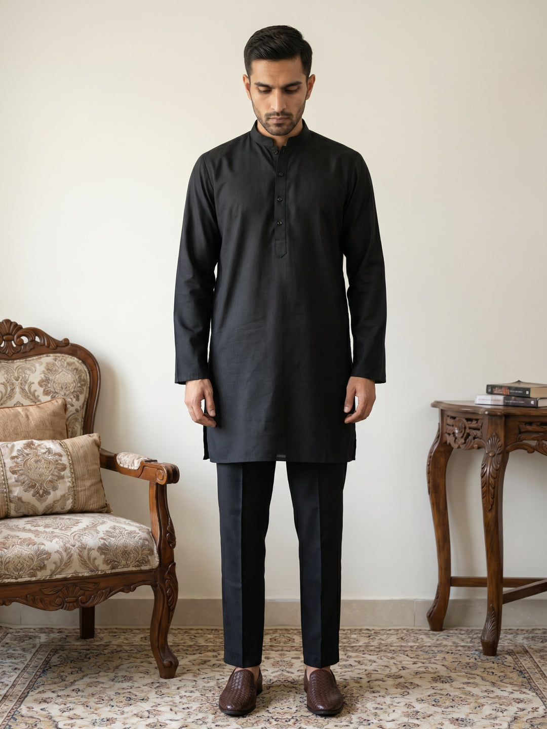Classic Silk Blend Kurta Pyjama Set For Men
