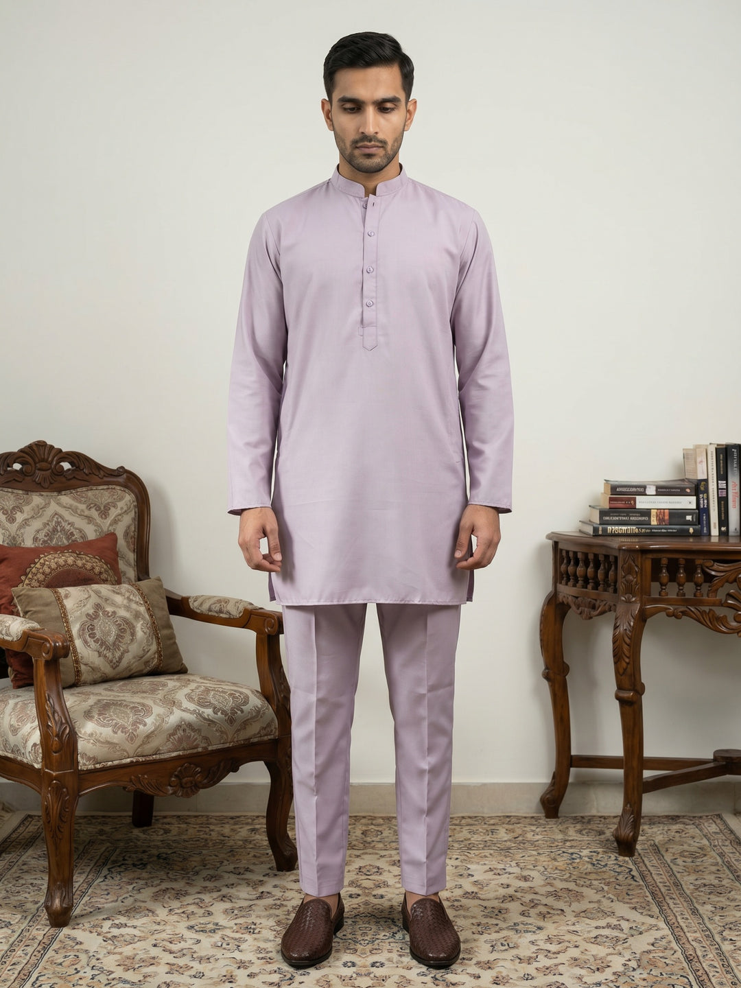 Classic Silk Blend Kurta Pyjama Set For Men