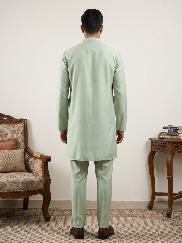 Classic Silk Blend Kurta Pyjama Set For Men