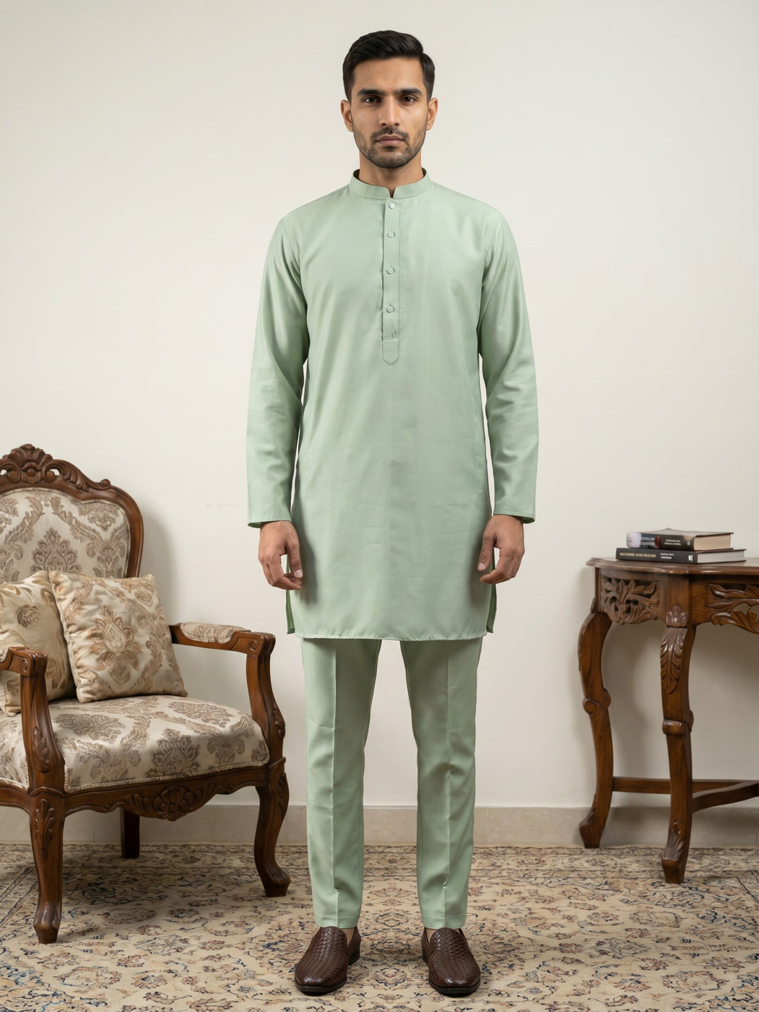 Classic Silk Blend Kurta Pyjama Set For Men