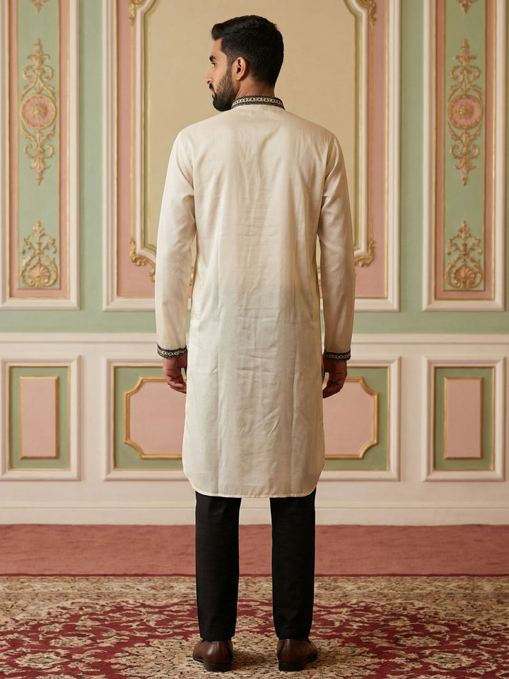 Men Embroidered Silk Blend Kurta Set