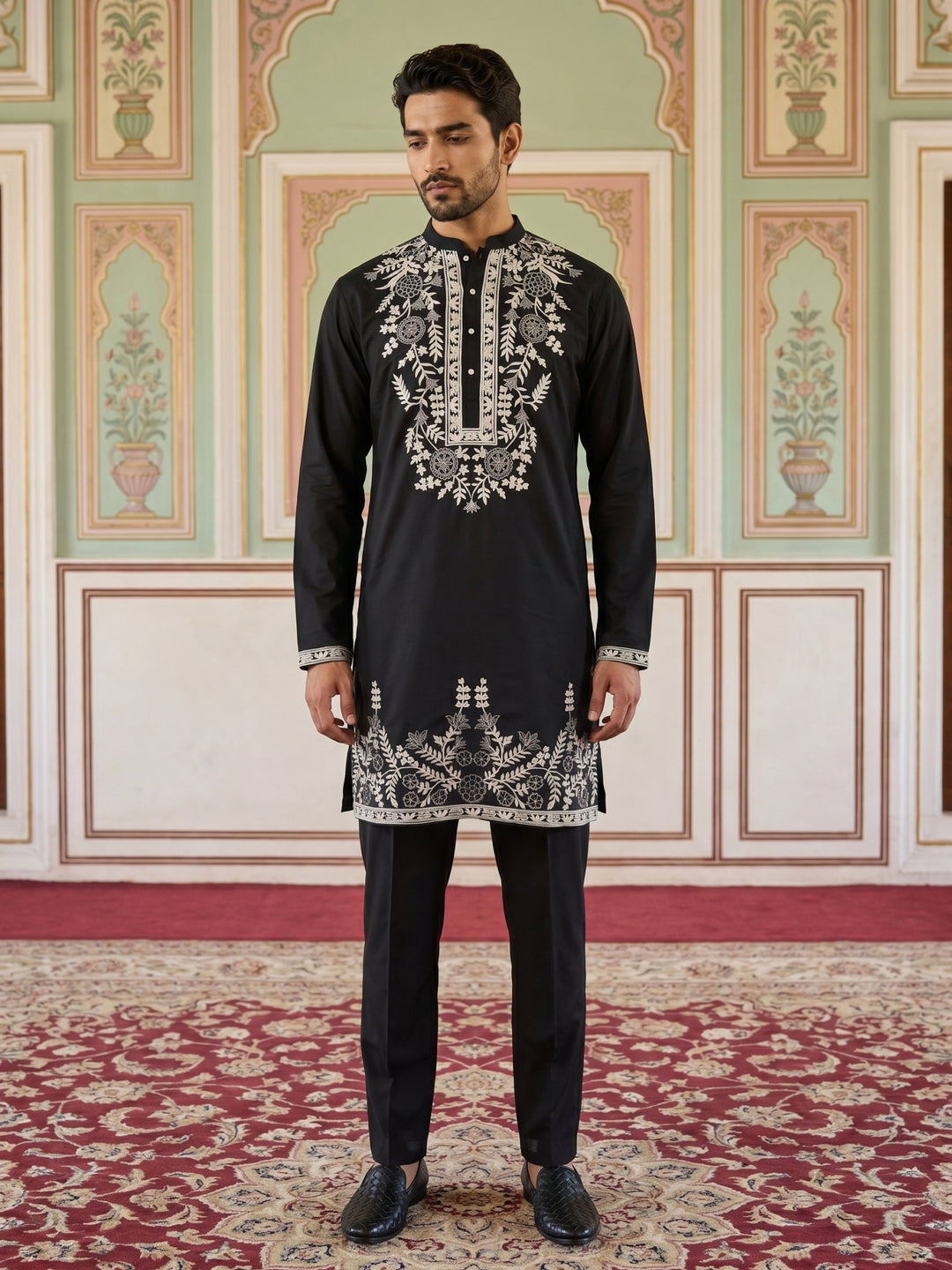 Men Japanese Fabric Embroidered Kurta Set