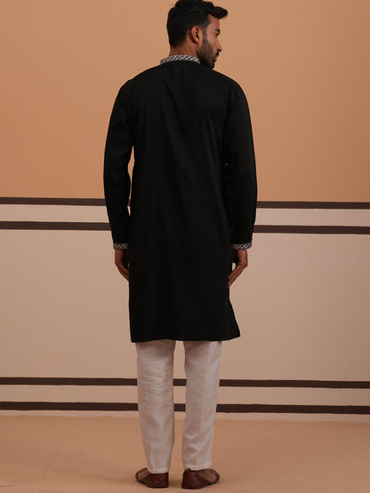 Silk Blend Kurta Set With Matching Embroidered Dupatta