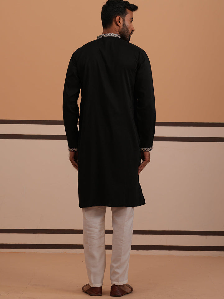 Silk Blend Kurta Set With Matching Embroidered Dupatta