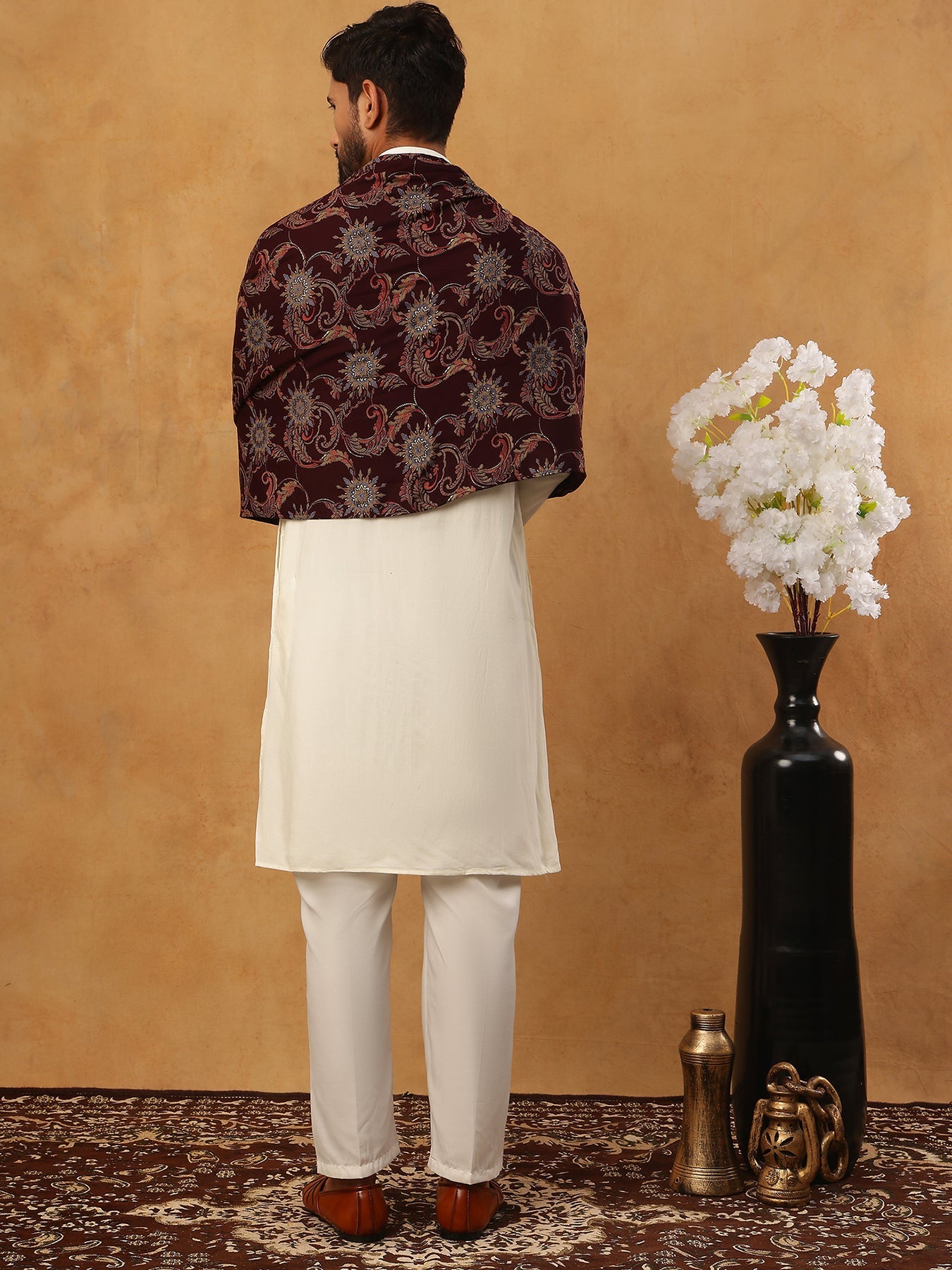 Traditional Silk Blend Kurta Pyjama & Dupatta Set