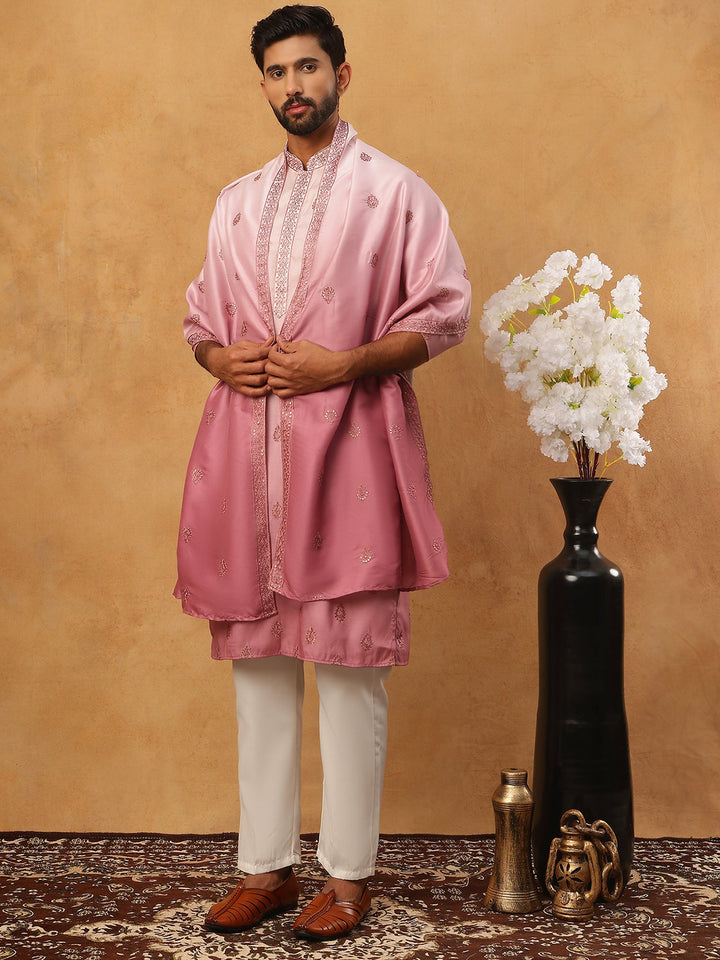 Embroidered Silk Blend Kurta Set With Dupatta