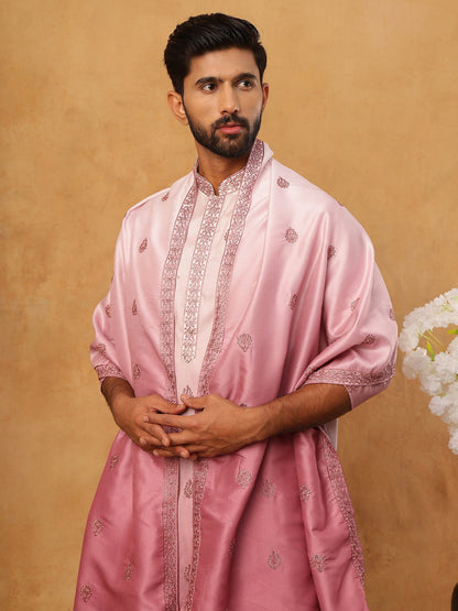 Embroidered Silk Blend Kurta Set With Dupatta