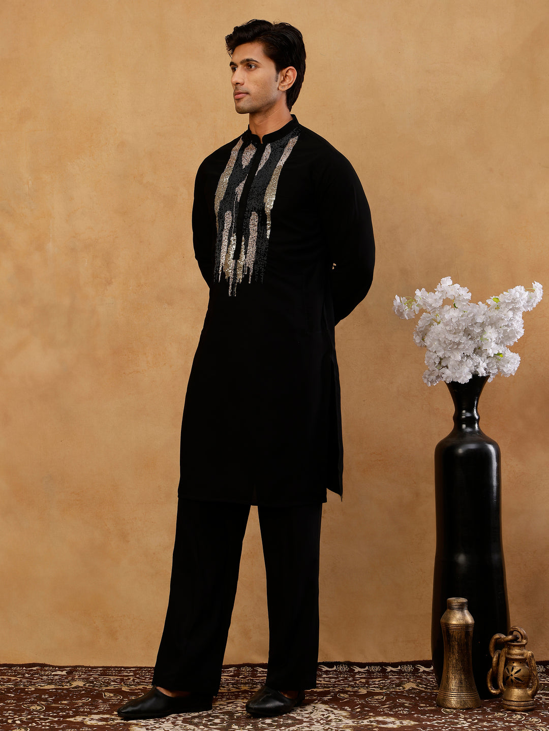 Japanese Fabric Embroidered Kurta With Korean Pants